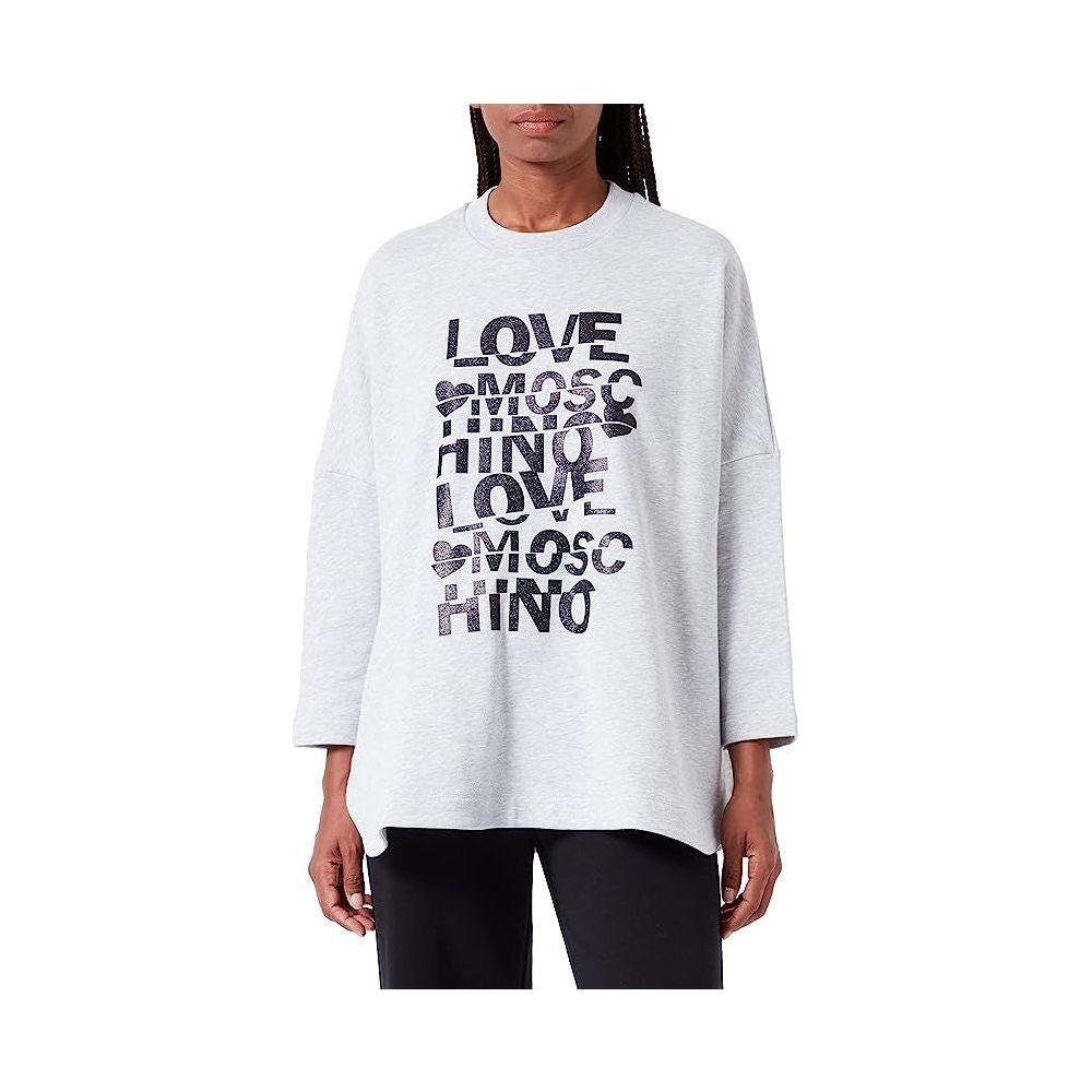 سويت شيرت قطني لامع كبير الحجم من Love Moschino - رمادي