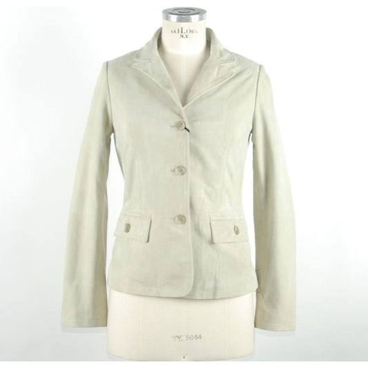 Emilio Romanelli White Leather Women Jacket EM-946-IT42|M