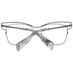 Yohji Yamamoto Gray Women Glasses Frame in titanium, full-rim square style, gunmetal color, size 51-16-145 with demo plastic lenses.