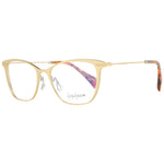 Yohji Yamamoto Gold Women Glasses Frame in metal, butterfly full-rim style; gold color, demo lenses; size 53-17-140; includes branded soft case.