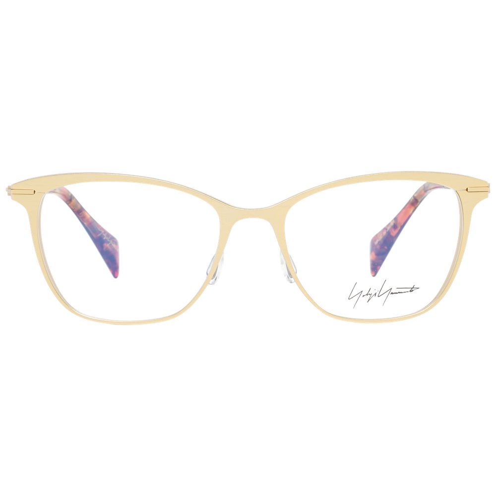Yohji Yamamoto Gold Women Glasses Frame, metal butterfly style with demo lenses, full-rim design.