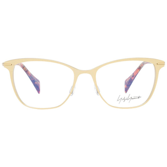 Yohji Yamamoto Gold Women Glasses Frame, metal butterfly style with demo lenses, full-rim design.