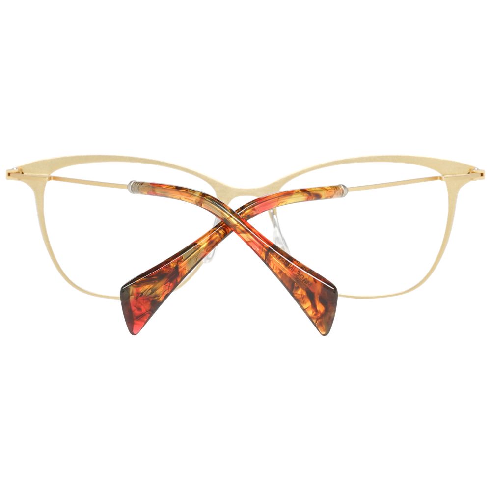 Yohji Yamamoto Gold Women Glasses Frame, metal butterfly style, 53-17-140, full-rim, no hinge, demo lenses, includes branded soft case.