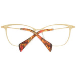 Yohji Yamamoto Gold Women Glasses Frame, metal butterfly style, 53-17-140, full-rim, no hinge, demo lenses, includes branded soft case.