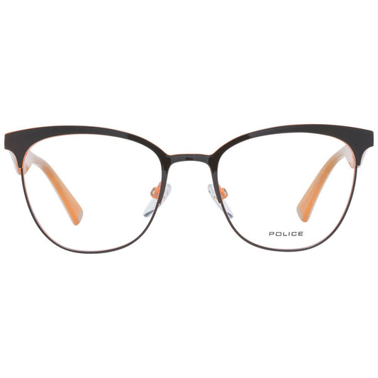Police Brown Women Glasses Frame in full-rim butterfly style with plastic lenses, brown color, and spring hinges, size 51-19-140.