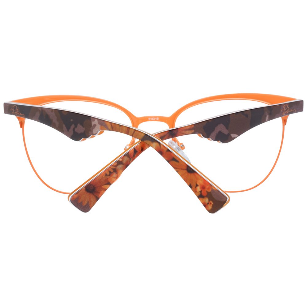 Police Brown Women Glasses Frame with plastic butterfly design, full-rim style, and brown color. Includes branded case and demo lenses.
