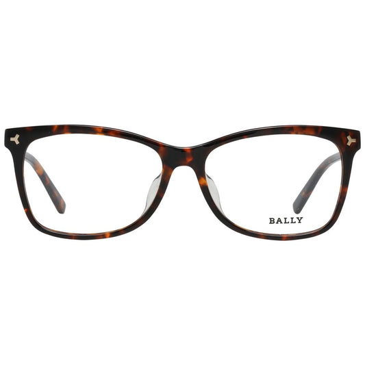 Bally Brown Women Glasses Frame in plastic full-rim style, brown color, size 54-15-145. Includes branded case. No spring hinge.
