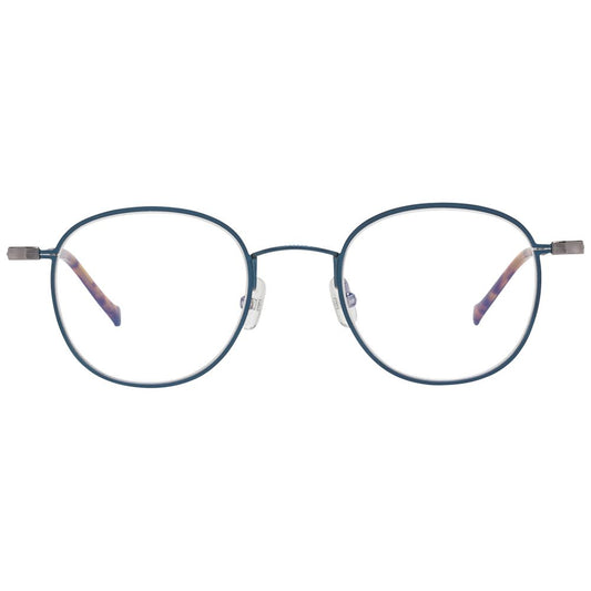 Hackett Blue Men Glasses Frame full-rim metal and plastic with demo lenses, blue filter in panto style, size 48-22-145, includes case.