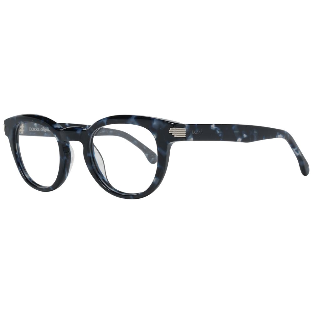 Lozza Blue Unisex Glasses Frame in full-rim plastic, size 45-22-135, with a branded case. Stylish and durable eyewear choice.