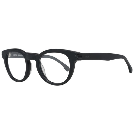 Lozza Black Unisex Glasses Frame, full-rim plastic, size 45-22-135, sleek and stylish black design, perfect for both men and women.
