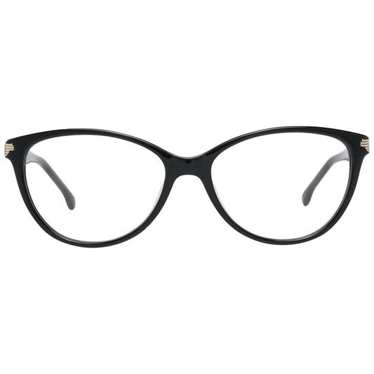 Lozza Black Women Glasses Frame in full-rim plastic with butterfly style, lens width 53mm, for fashion-forward look.