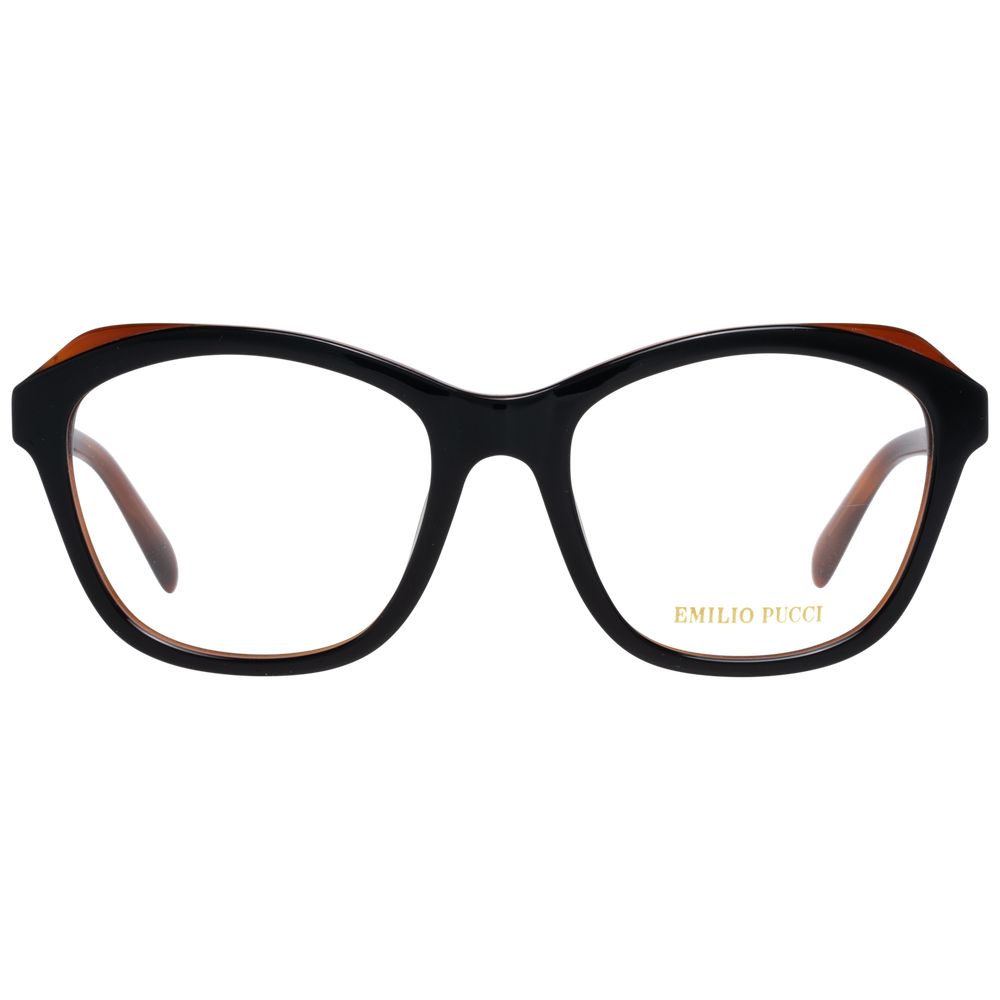 Emilio Pucci Black Women Glasses Frame, full-rim cat eye style, plastic material, 53mm lens width, 18mm bridge, 140mm temples.