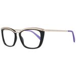 Emilio Pucci Black Women Glasses Frame in butterfly style, full-rim with metal and plastic, demo lenses, includes branded case.