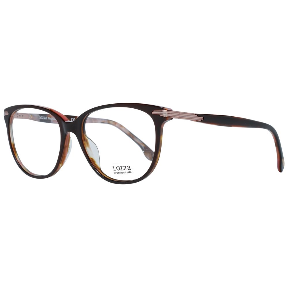 Lozza Brown Women Glasses Frame butterfly style full-rim plastic 54-17-140 with demo lenses and branded case included.