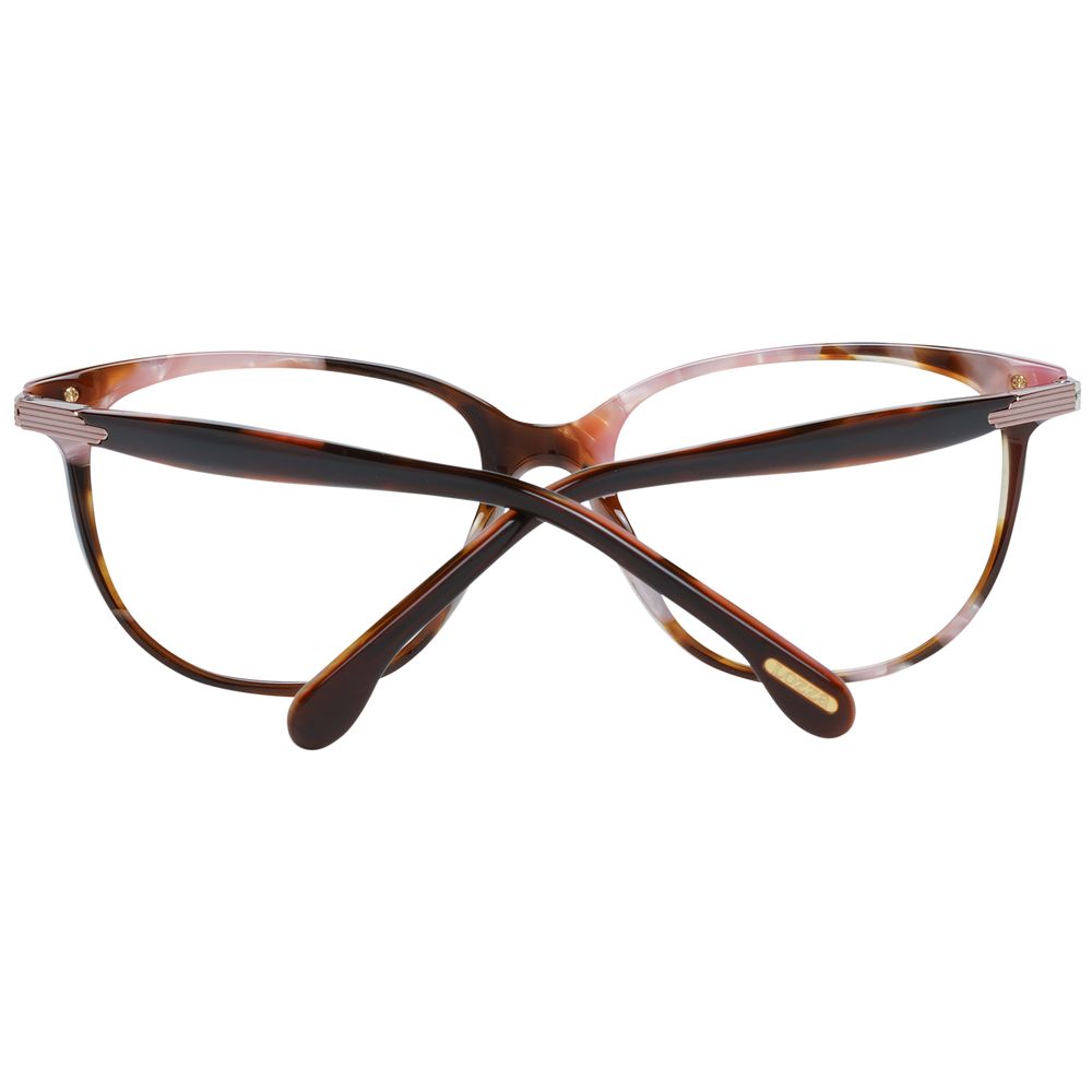Lozza Brown Women Glasses Frame in plastic, full-rim style, size 54-17-140, butterfly shape, with a branded case.