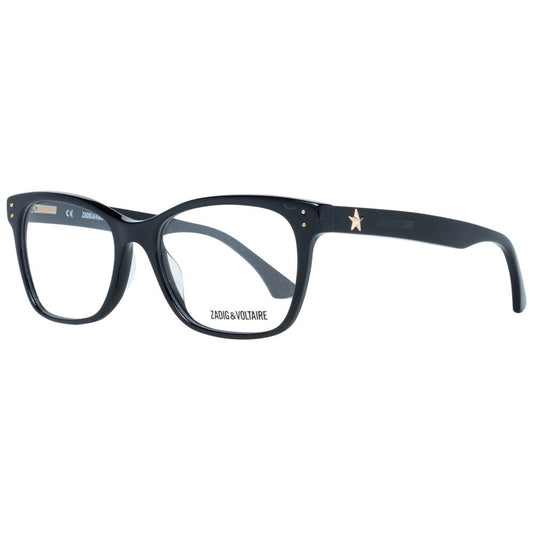 Zadig & Voltaire Black Women Glasses Frame with full-rim rectangle design and demo lenses, includes branded case.