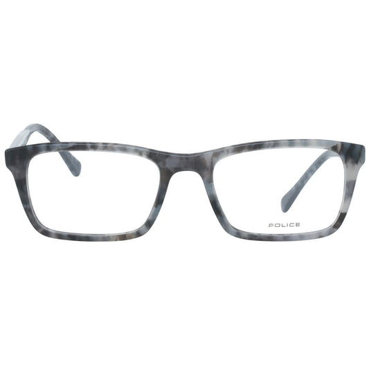 Police Gray Men Glasses Frame, full-rim plastic, 52-19-145 size, grey color, with case, no spring hinge.