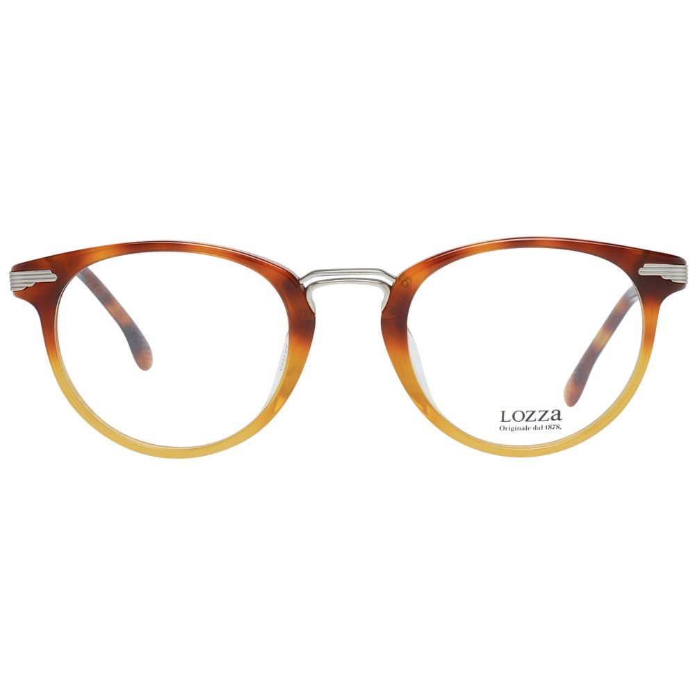 Lozza Brown Unisex Glasses Frame with full-rim style, metal and plastic material, spring hinge, and branded case.