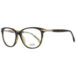 Lozza Brown Women Glasses Frame in full-rim plastic with round style and demo lenses, size 54-17-140, includes branded case.