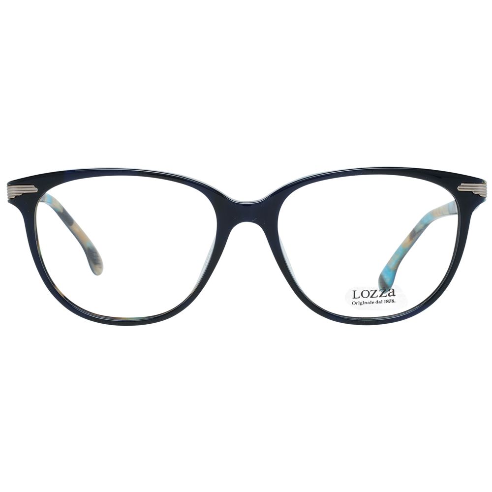 Lozza Blue Women Glasses Frame with full-rim round plastic design, size 54-17-140, in striking blue, comes with branded case.