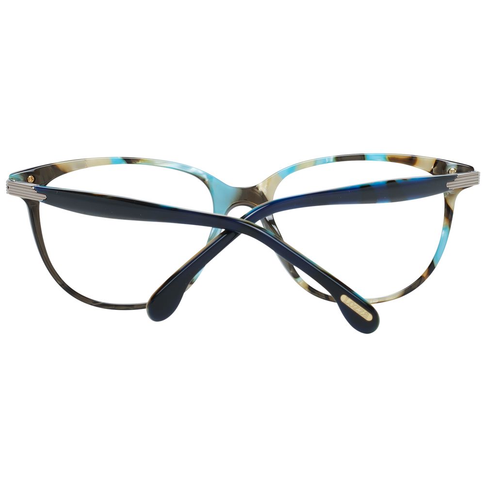 Lozza Blue Women Glasses Frame in full-rim round style with blue plastic frame, featuring spring hinges for a stylish and comfortable fit.