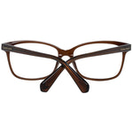 Christian Lacroix Brown Women Glasses Frame, full-rim plastic trapezium style with a 53-15-140 size, includes branded case.