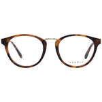 Sandro Brown Men Glasses Frame, round full-rim plastic design with a 49-19-145 size, ideal for stylish men with brown frames.
