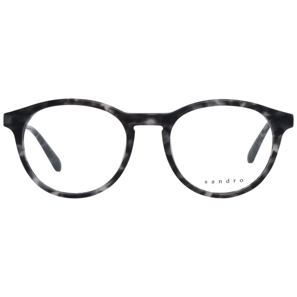 Sandro Gray Men Glasses Frame with full-rim plastic round grey frame, size 50-19-145, includes branded case, no spring hinge.