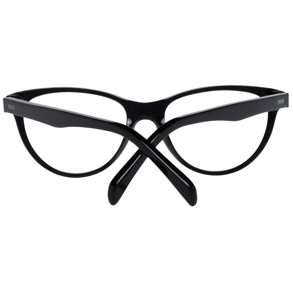 Emilio Pucci Black Women Glasses Frame, plastic full-rim with spring hinge, black color, 52mm lenses width, includes branded case.