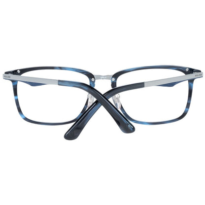 Police Blue Plastic Glasses (Frames) full-rim rectangular blue eyewear with demo lenses, 52-18-140, men’s fashion accessory.