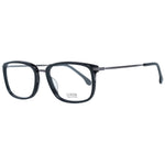 Lozza Black Men Glasses Frame, full-rim rectangle style, black plastic material with 140mm temples and demo lenses, includes branded case.