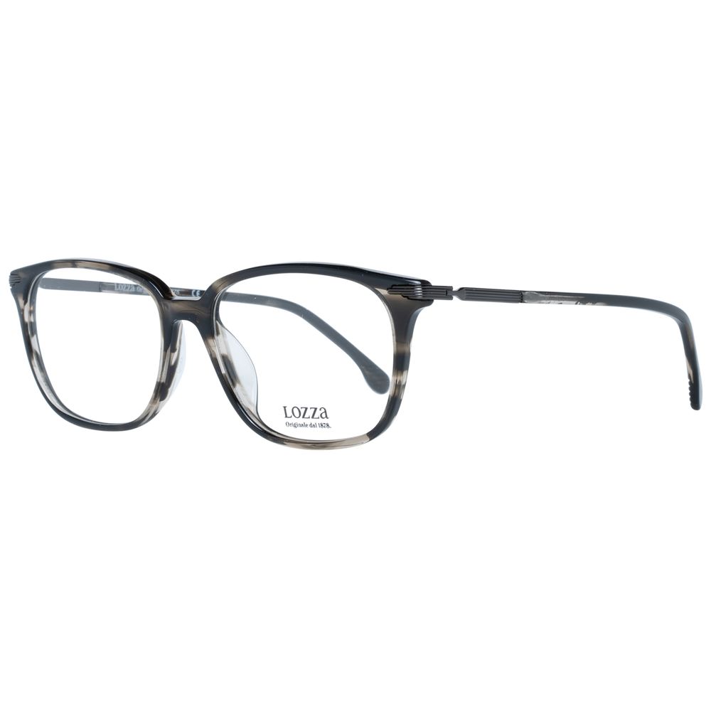 Lozza Brown Men Glasses Frame, full-rim rectangular style with plastic frame and demo lenses, size 53-16-145, comes with branded case.