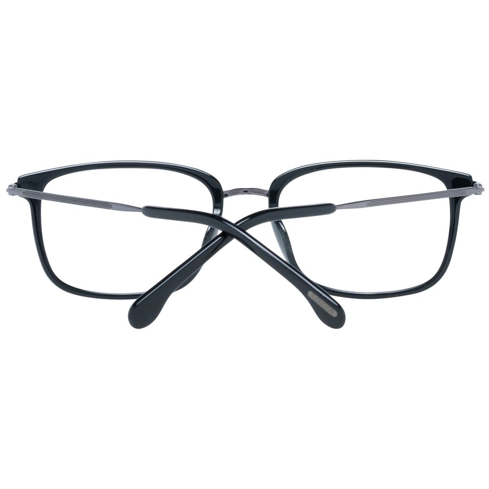 Lozza Black Men Glasses Frame with full-rim rectangular style in black plastic, size 54-19-140, including a branded case.