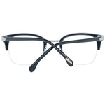 Lozza Black Unisex Glasses Frame with half-rim trapezium lenses and black metal-plastic design, shown with temples crossed.