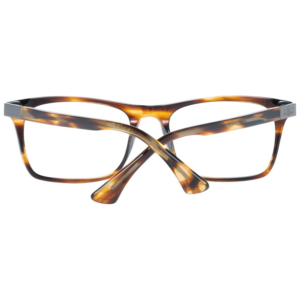 Zadig & Voltaire Brown Men Glasses Frame, full-rim rectangular plastic with 52-18-140 size, includes branded case, demo lenses.