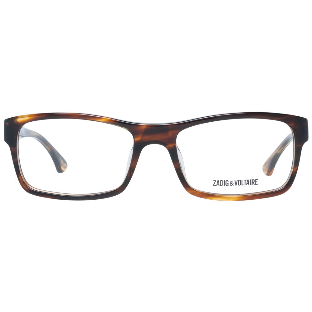 Zadig & Voltaire Brown Men Glasses Frame, full-rim rectangle, plastic material with branded case, size 54-18-140, spring hinge.