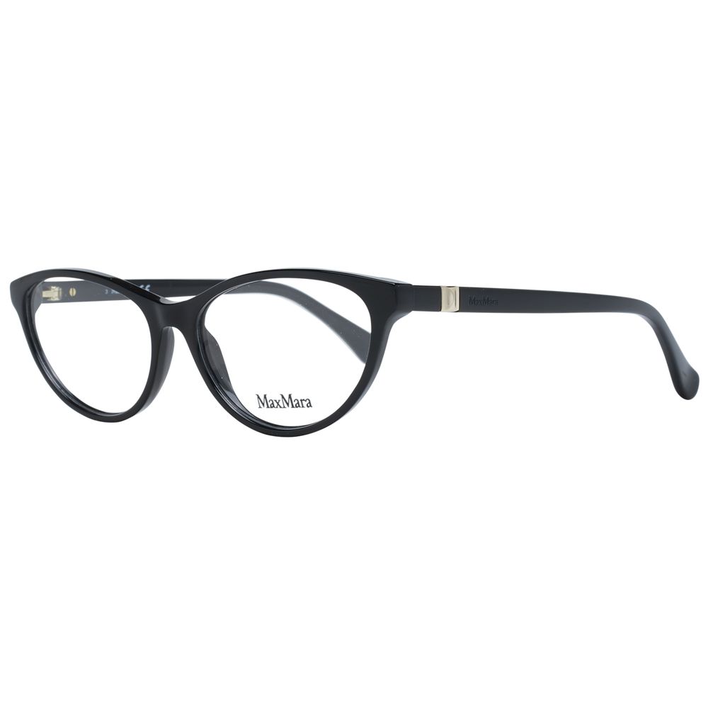 Max Mara Black Women Glasses Frame in full-rim cat eye style with plastic material, size 54-15-140, includes branded case.