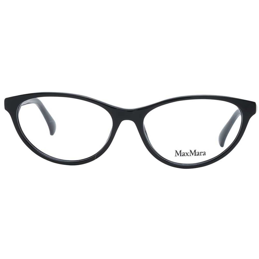 Max Mara Black Women Glasses Frame in cat eye style with full-rim plastic design and demo lenses, includes branded case, size 54-15-140.