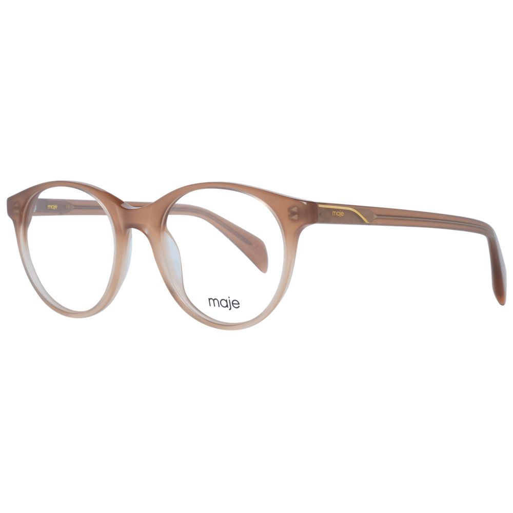 Maje Beige Women Glasses Frame with full-rim round style and acetate material.