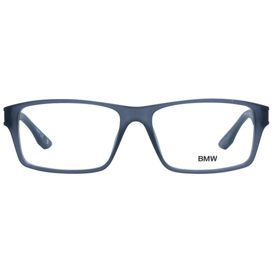 BMW Gray Men Glasses Frame, rectangle full-rim design with grey plastic material and demo lenses.