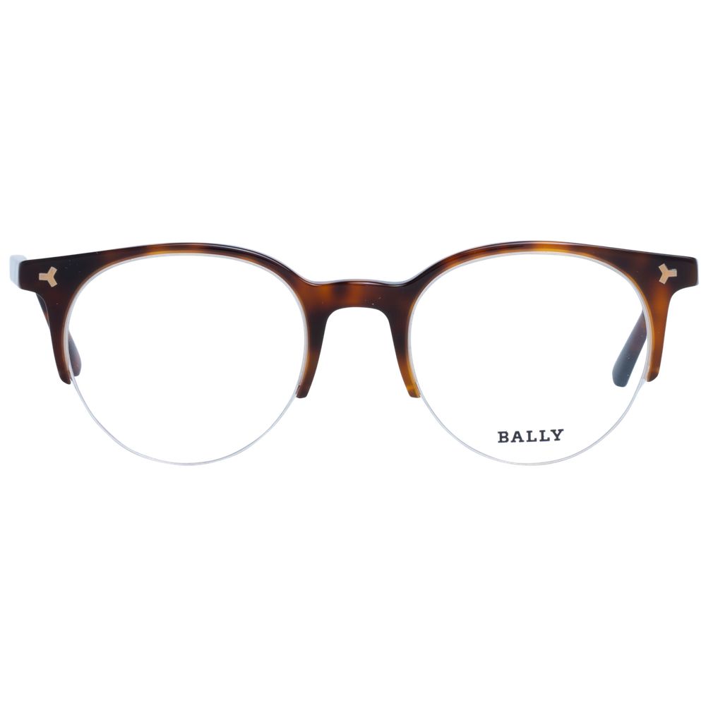 Bally Brown Unisex Glasses Frame with plastic half-rim, 47-20-145 size, featuring brown color and branded details.