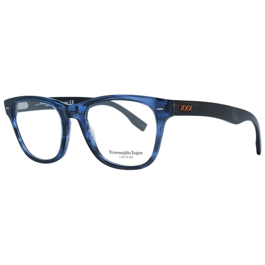 Ermenegildo Zegna Blue Men Glasses Frame in full-rim plastic trapezium style