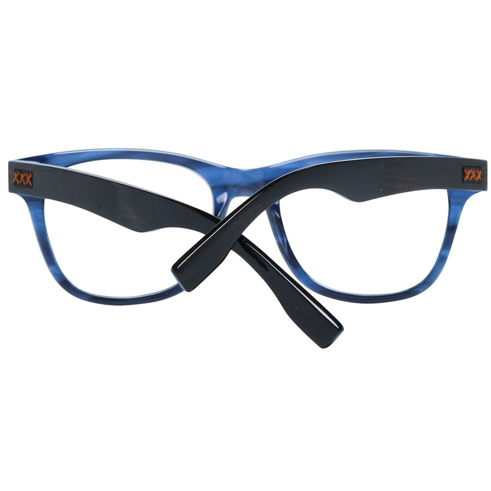 Ermenegildo Zegna Blue Men Glasses Frame, full-rim, blue plastic, trapezium style, men's eyewear, includes branded case, size 52-19-145.