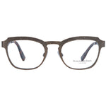 Ermenegildo Zegna Bronze Men Glasses Frame in titanium with trapezium style and transparent lenses, full-rim design.