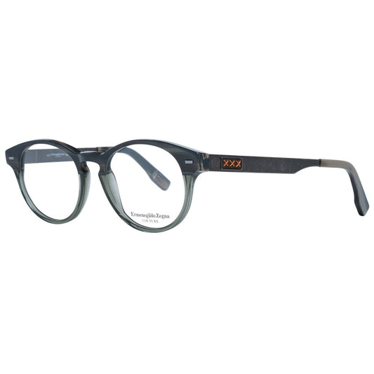 Ermenegildo Zegna Gray Men Glasses Frame with full-rim plastic design and demo lenses, size 49-18-145.