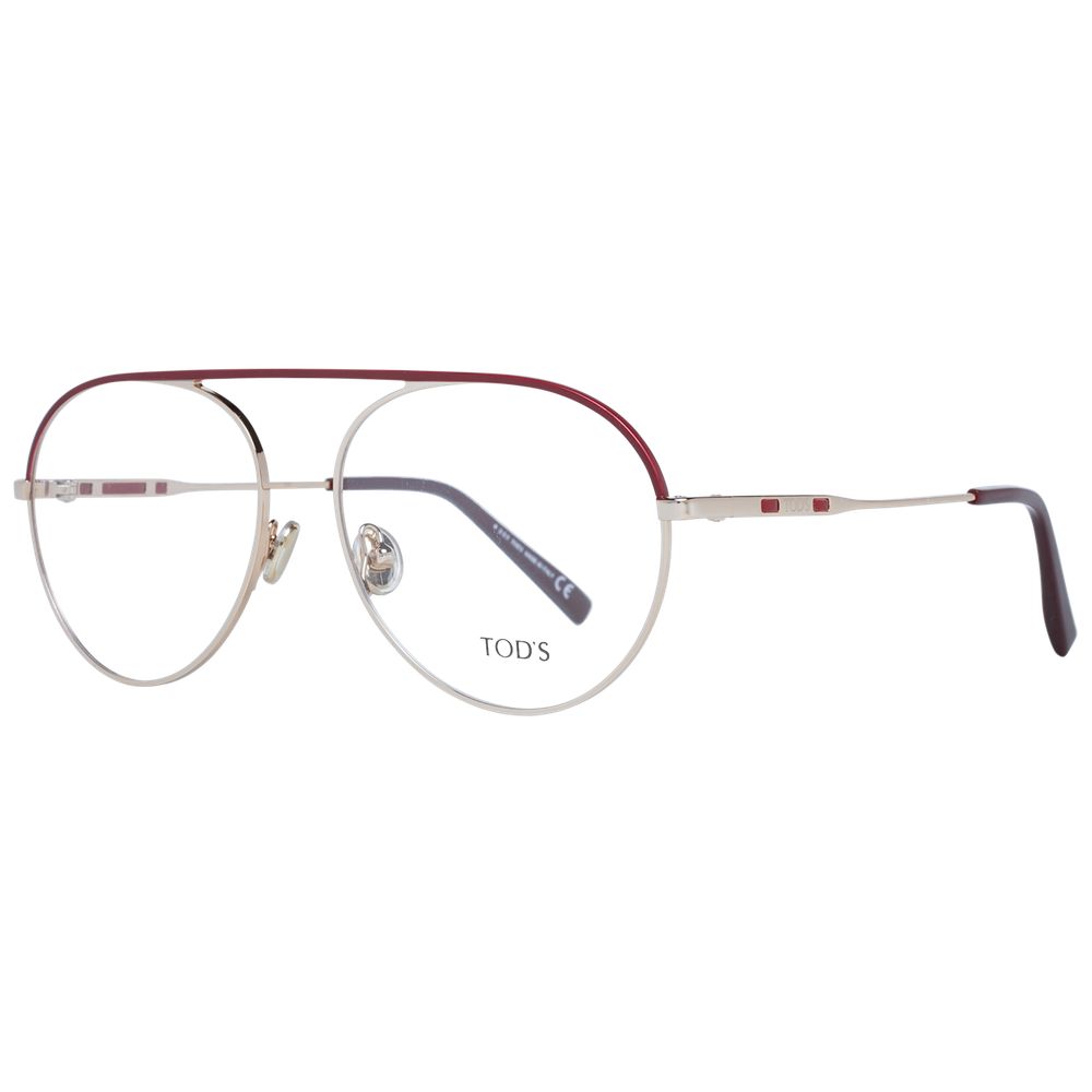 Tod's Red Women Glasses Frame, aviator style, red metal full-rim with demo lenses, size 55-47-15, frame width 135, temples 140.
