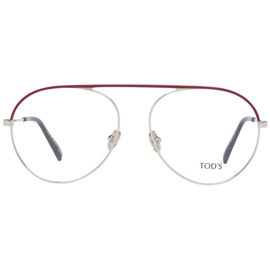 Alt Tag: Tod's Red Women Glasses Frame with metal aviator style, full-rim, featuring demo lenses and branded case included in shipment.