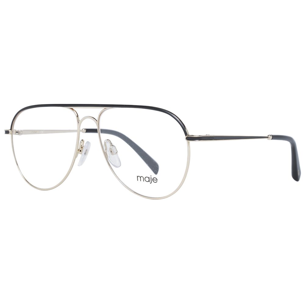 Maje Gold Women Glasses Frame in aviator style with stainless steel full-rim design. Includes branded case. Size 54-13-135.