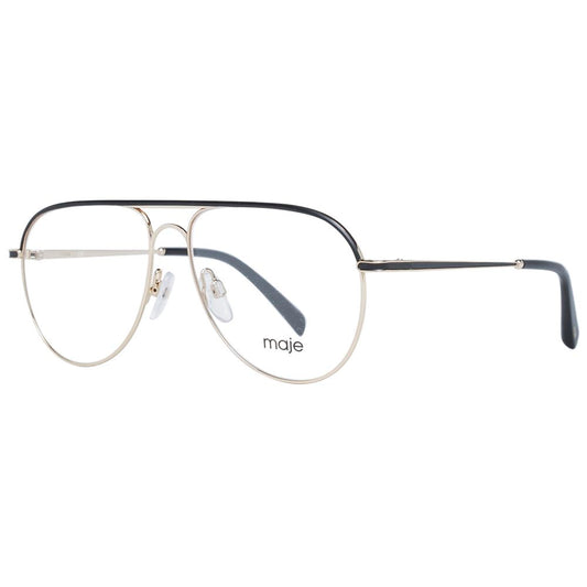 Maje Gold Women Glasses Frame in aviator style with stainless steel full-rim design. Includes branded case. Size 54-13-135.