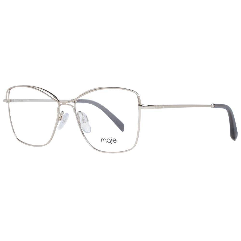Maje Gold Women Glasses Frame with square style, full-rim stainless steel, demo lenses and branded case, size 51-14-135.